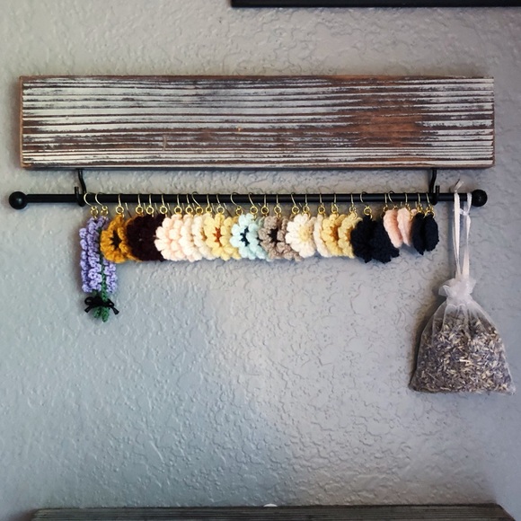 Lavender Flower Floral Earrings Crocheted with a Bow! - Picture 8 of 8